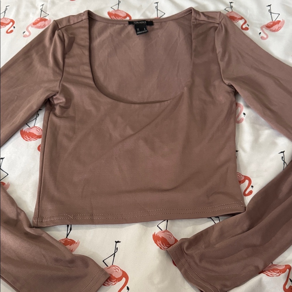 Forever 21  Dusty Pink Long Sleeve contour crop top